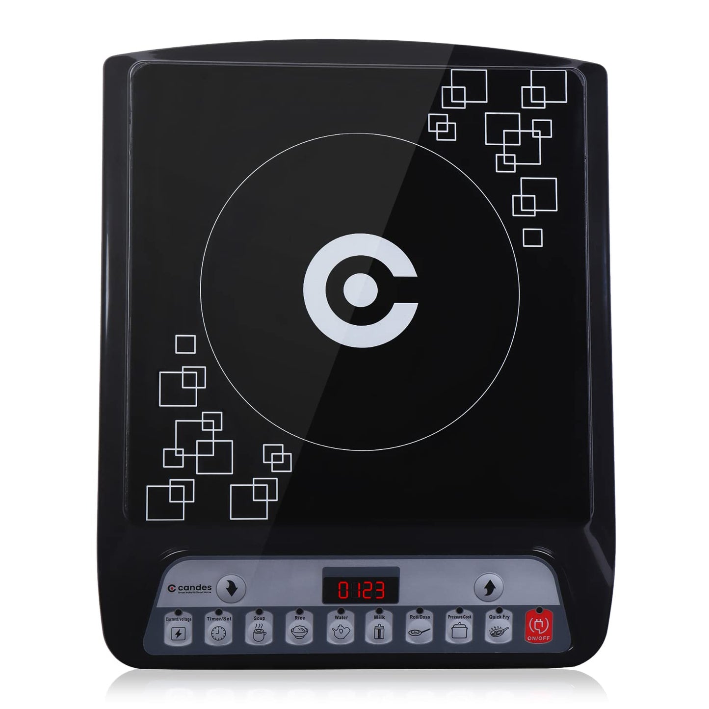 Candes 1400W Induction Cooktop (Black, Push Button)