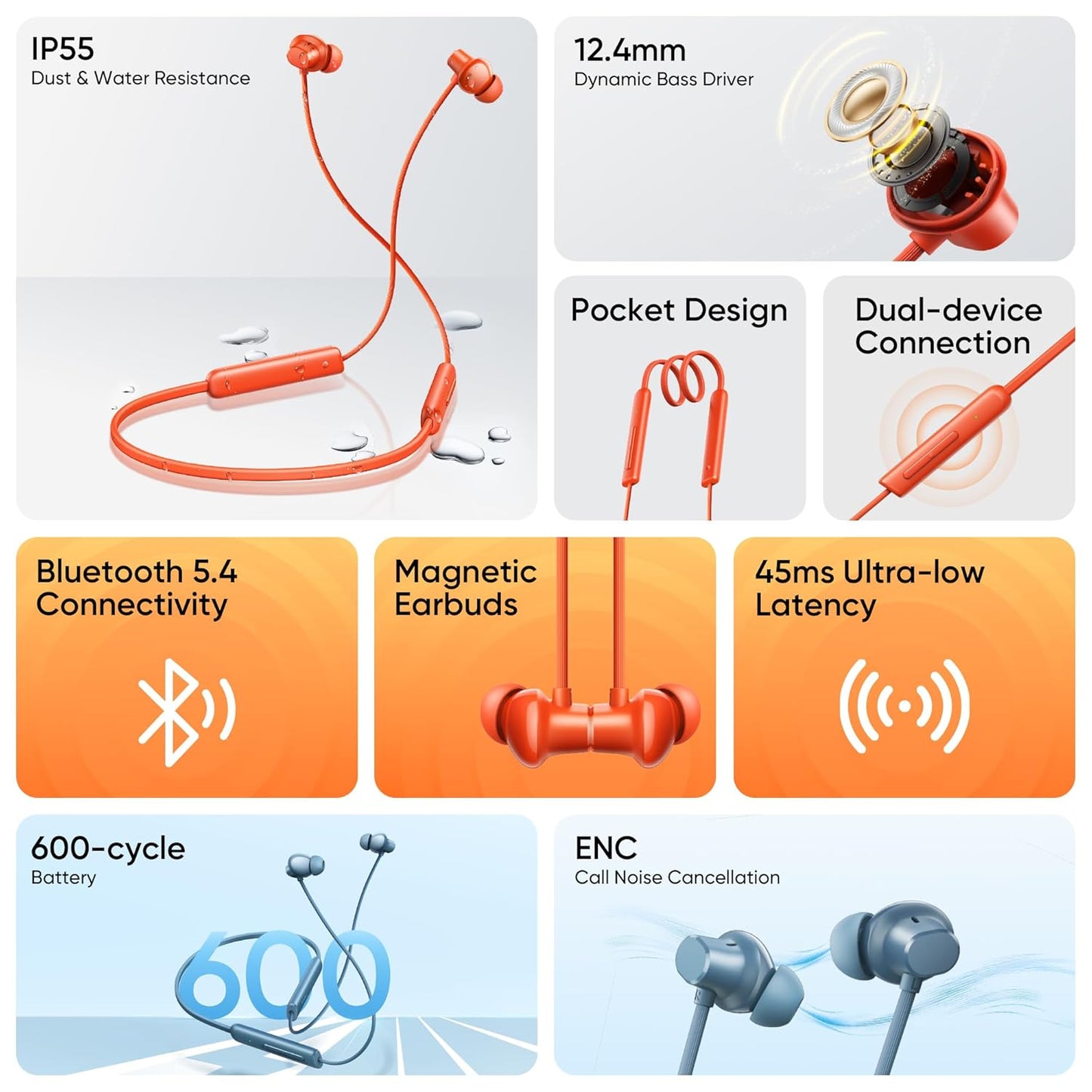 Realme Buds Wireless 5 Lite in Ear Bluetooth Neckband with 12.4 mm Dynamic Bass Boost Driver,Upto 35 Hours Playback