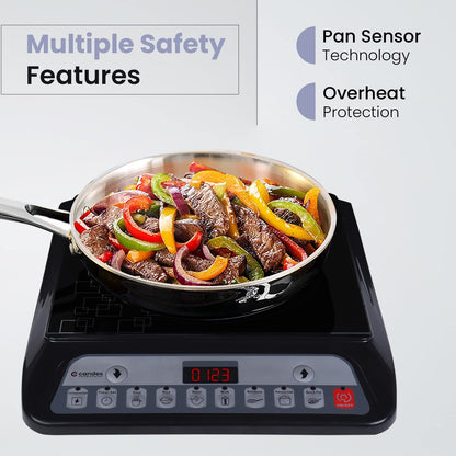 Candes 1400W Induction Cooktop (Black, Push Button)