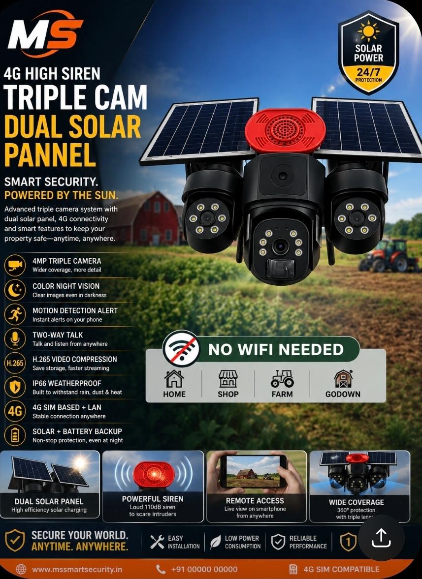 Tripl Cam Dual Solar Panel 4G Camera