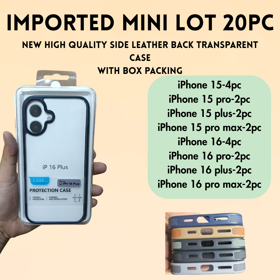 Imported Side Leather Transparent case 20Pc Mini Lot-With Box packing